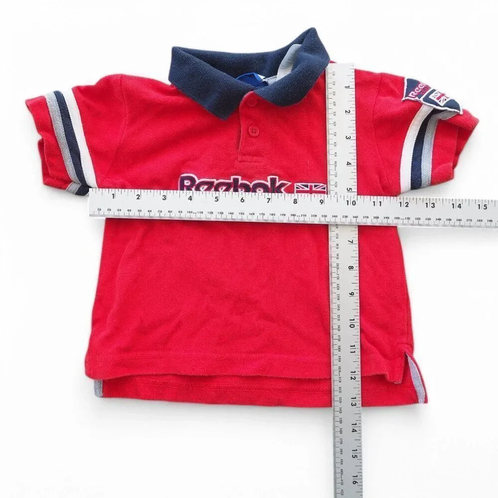 Reebok Classic Vintage 90s Y2K‎ Polo Shirt Red / White Toddler 24M